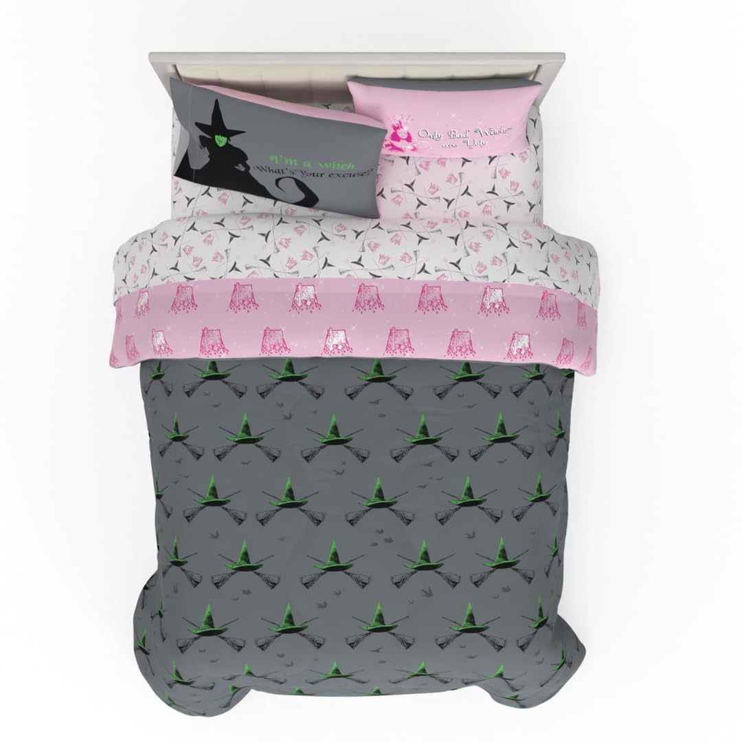 Franco Barbie 1959 Juego de Edredón y Sábanas Reversible - 7 Piece Queen Size - Rosa y verde - el mago de Oz