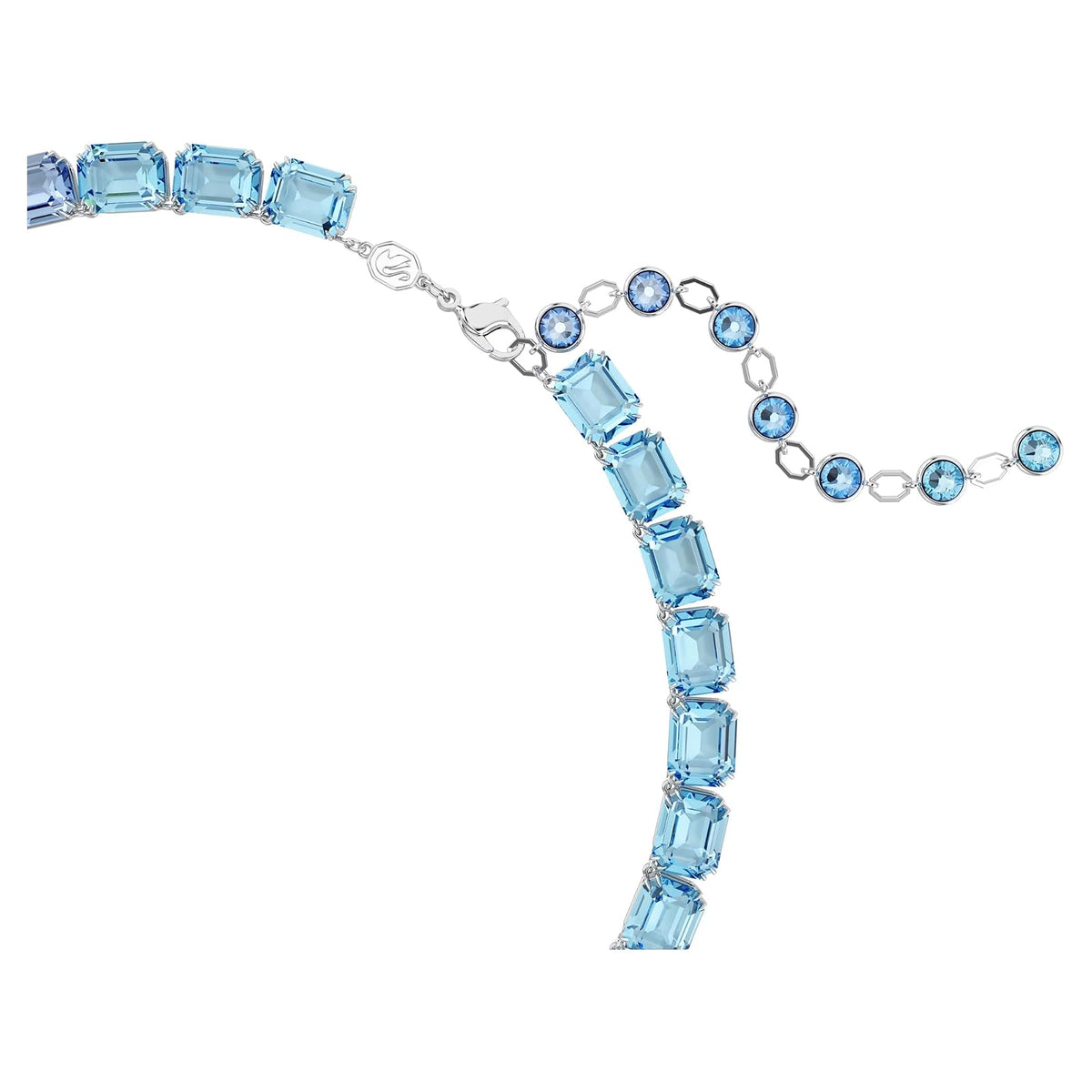 Collar Swarovski Millenia, corte octágono, degradado de color, azul, acabado rodio, Una talla, Cristal, Cristal
