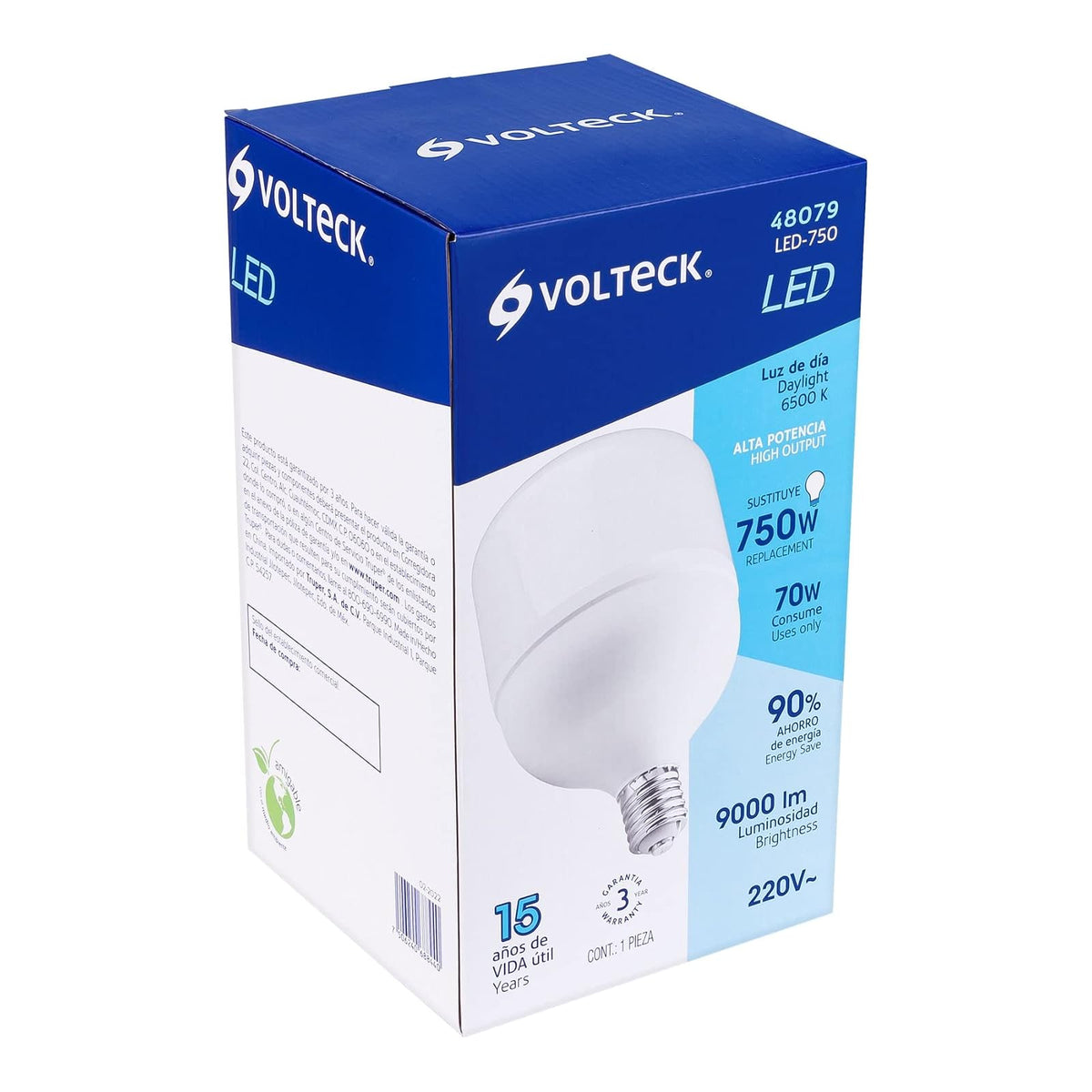 Volteck LED-750, Lámpara de alta potencia 70 W E39, luz de día