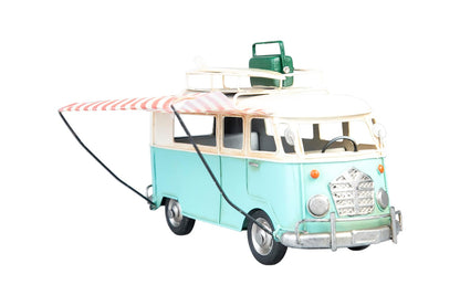 Running Combi Surf | Estilo Vintage | Adornos de Escritorio | para Oficina y hogar | Combi a Escala | Azul y Rosa | 17 x 19 cm
