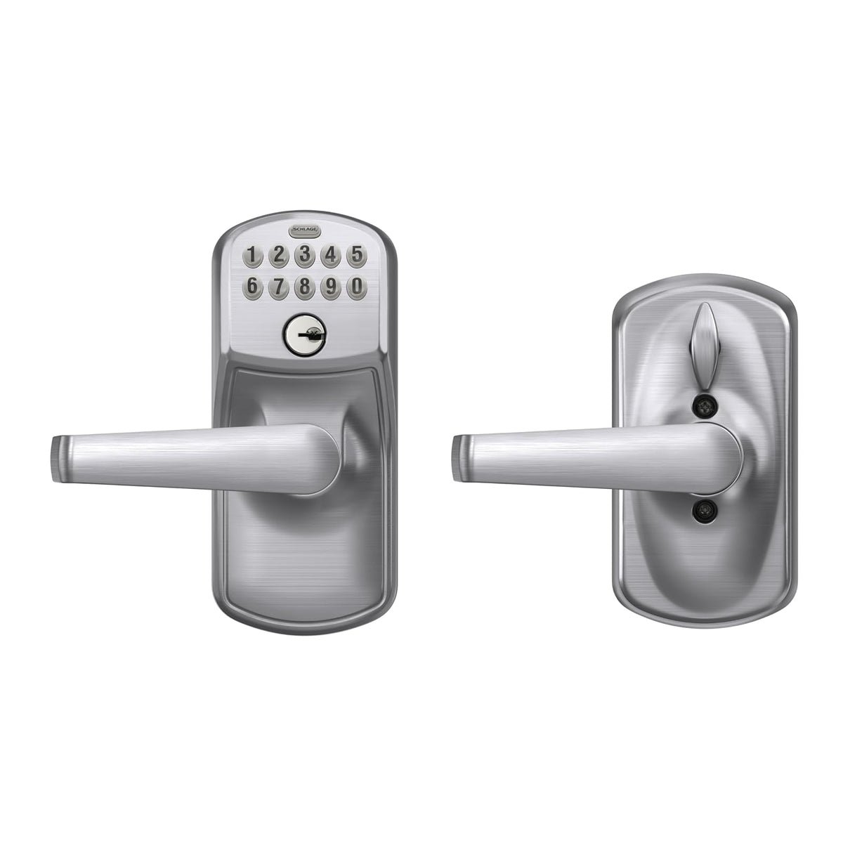 Schlage FE595CS V PLY 626 ELA Manija Electrónica Plymouth x Elan, Cromo Satinado