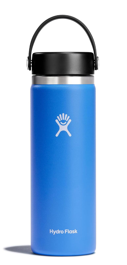 Hydro Flask - Botella de agua de acero inoxidable aislada, tapa flexible de boca ancha, no derrama, a prueba de fugas y recargable en 20 onzas