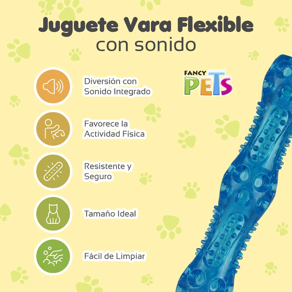Fancy Pets Juguete Vara Flexible con Sonido para Perro Tamaño Grande Color Azul