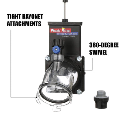 Valterra Flush King 45 Degree Reverse Flush Valve Attachment for RV, Camper, Trailer