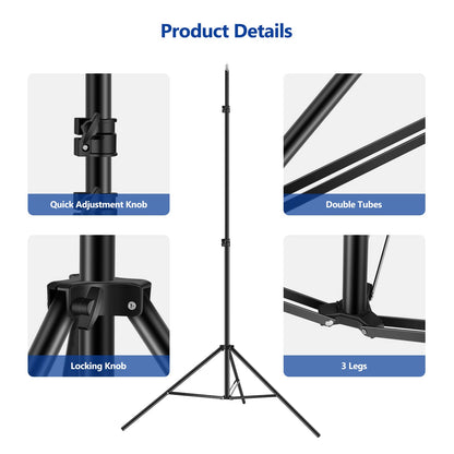 NEEWER Kit Soporte Fondo en Forma de T, Soporte de Trípode Ajustable de 8.5ft/2.6m de Alto y Barras Transversales de 5ft/1.5m de Ancho con 6 Abrazaderas de Resortey 1 Bolsa de Transporte