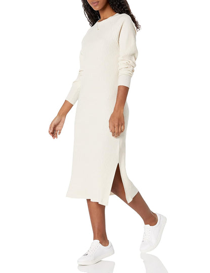 The Drop Renata Vestido Midi Acanalado - 1 - blanco (whisper white) - CH