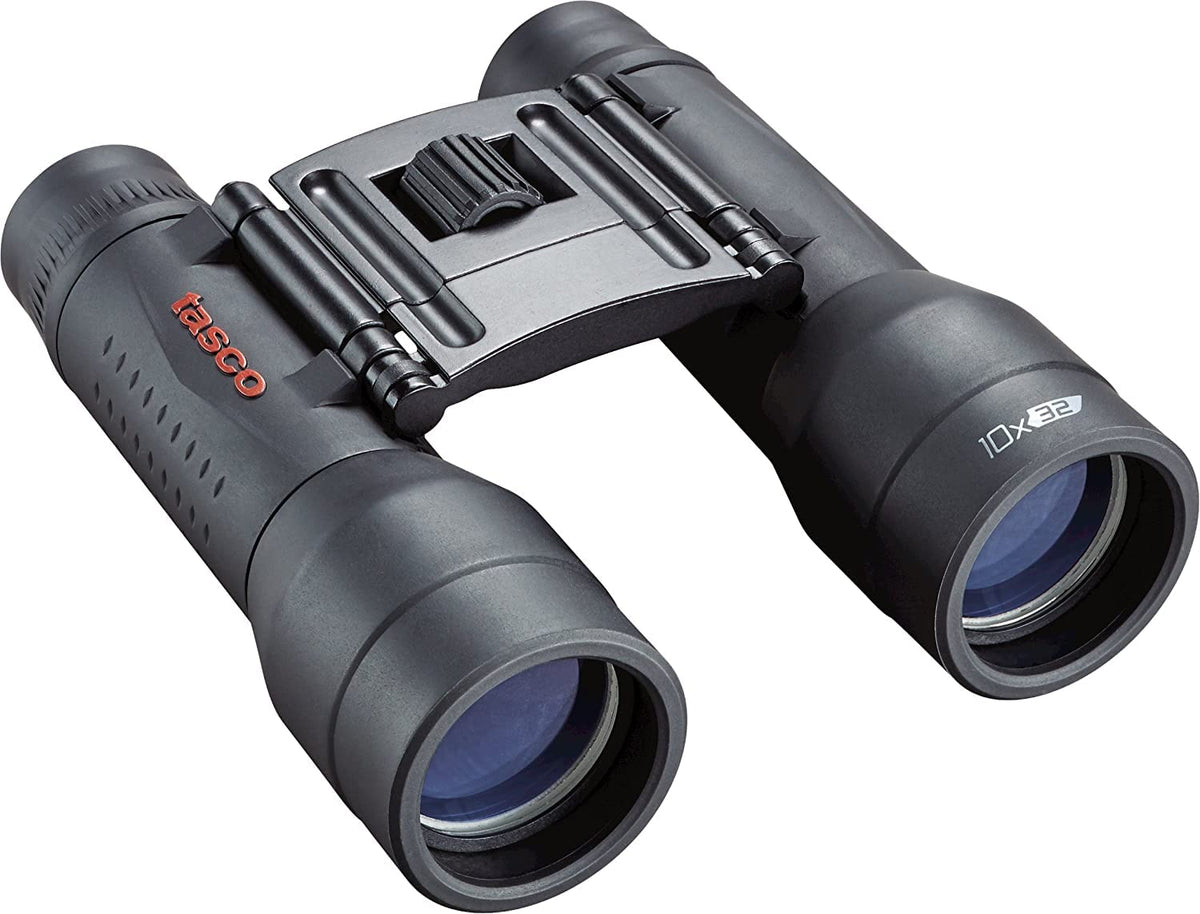 Tasco Binoculares Essentials Prisma Roof 10x32 mm Práctico y Ligero de Viaje. Binocular con Funda y Correa de Cuello. Prismáticos con Uso Multipropósito