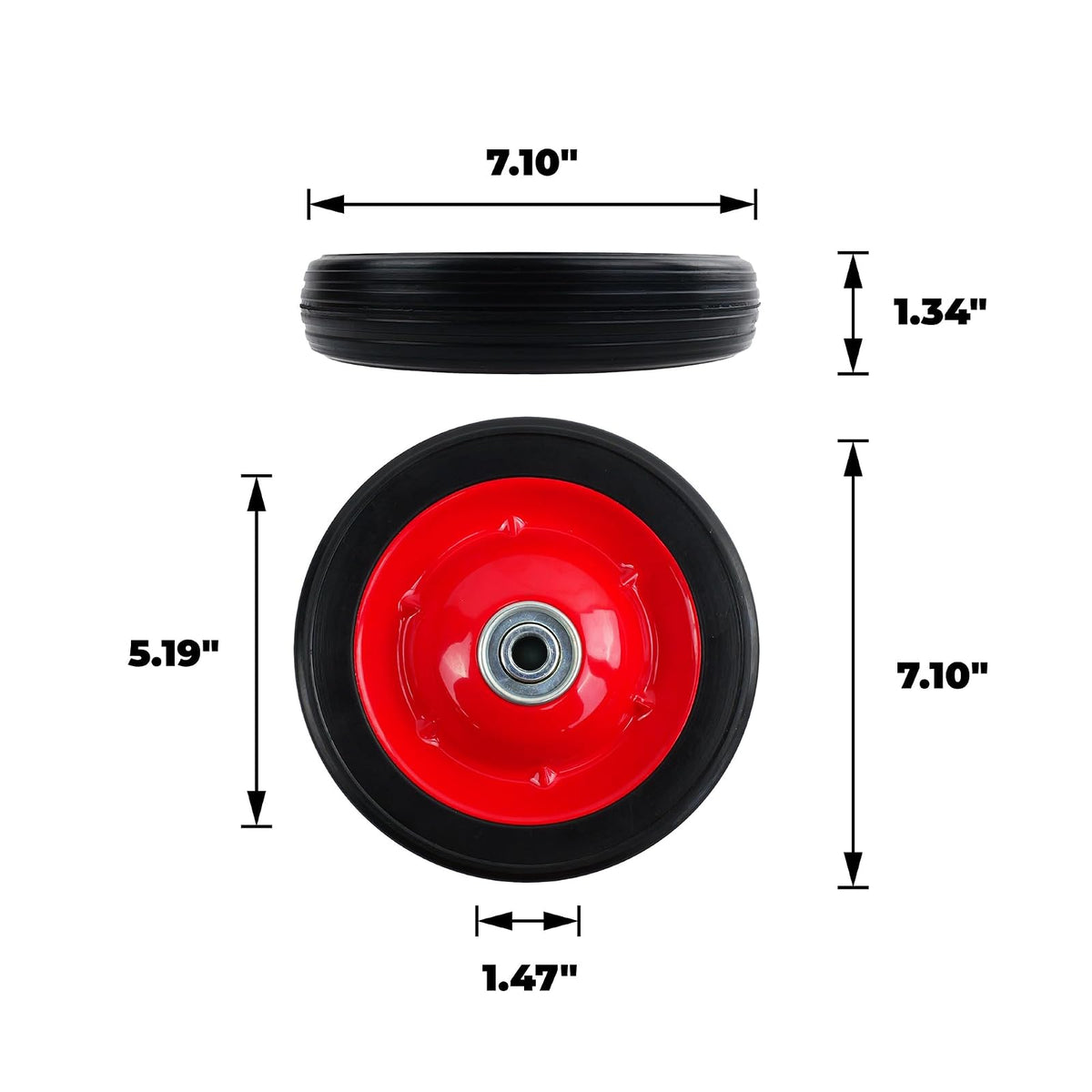 Ruedas de repuesto Titan 4383555 de Waxman, de 7 x 1,5 pulgadas, 55 libras, capacidad de carga más adecuada para uso en exteriores, en carros, y muchos otros productos, color negro