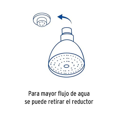 Foset Aqua R-509G Regadera cónica 2-1/2" cromo-oro brazo y chapetón acero