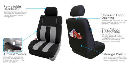 FH GROUP FH-FB036217 Striking Striped Seat Covers Gray/Black Color- Fit Most Car, Truck, SUV, or Van