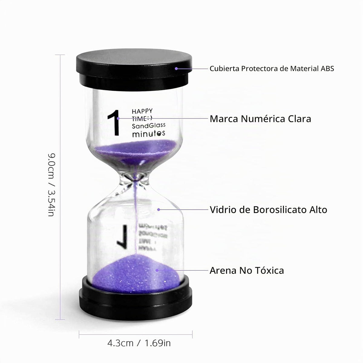 Funien Reloj de Arena - Set de 6 Temporizadores de Arena 1/3/5/10/15/30 Minutos para Juegos de Niños, Aula, Cocina y Decoración de Oficina