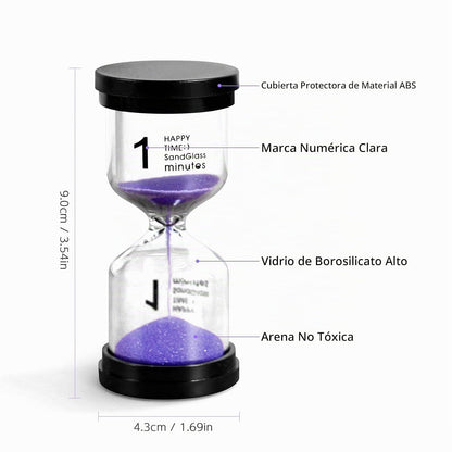 Funien Reloj de Arena - Set de 6 Temporizadores de Arena 1/3/5/10/15/30 Minutos para Juegos de Niños, Aula, Cocina y Decoración de Oficina