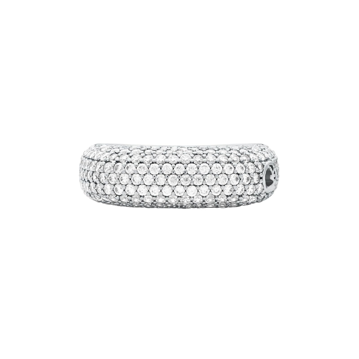 Anillo cuadrado Michael Kors de latón en color plateado para mujer, MKJ8602040 talla 7