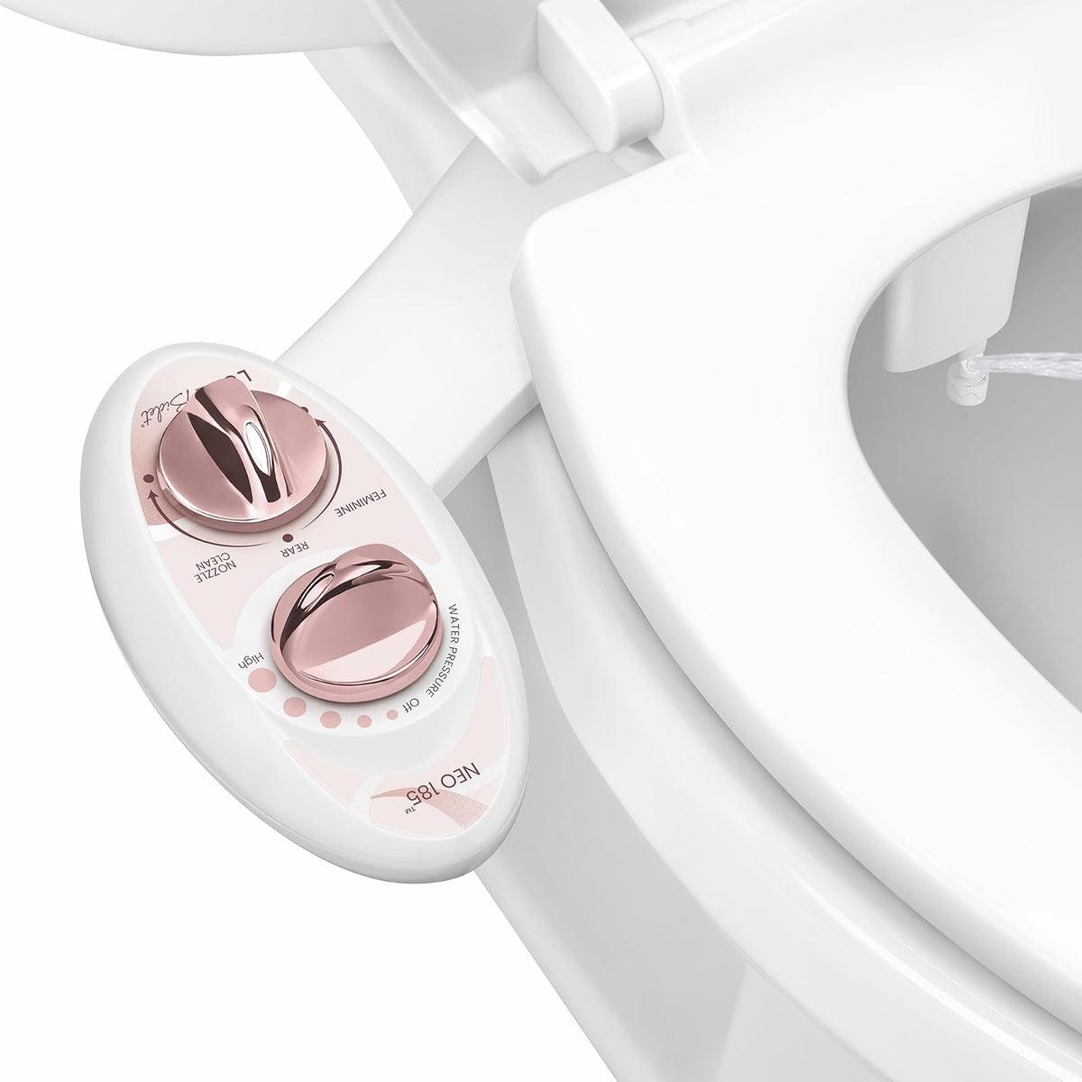 Luxe Bidet NEO 180 Accesorio de Bidé para Asiento de Inodoro, Doble Boquilla - Oro Rosa - Boquillas Dobles (NEO 185)