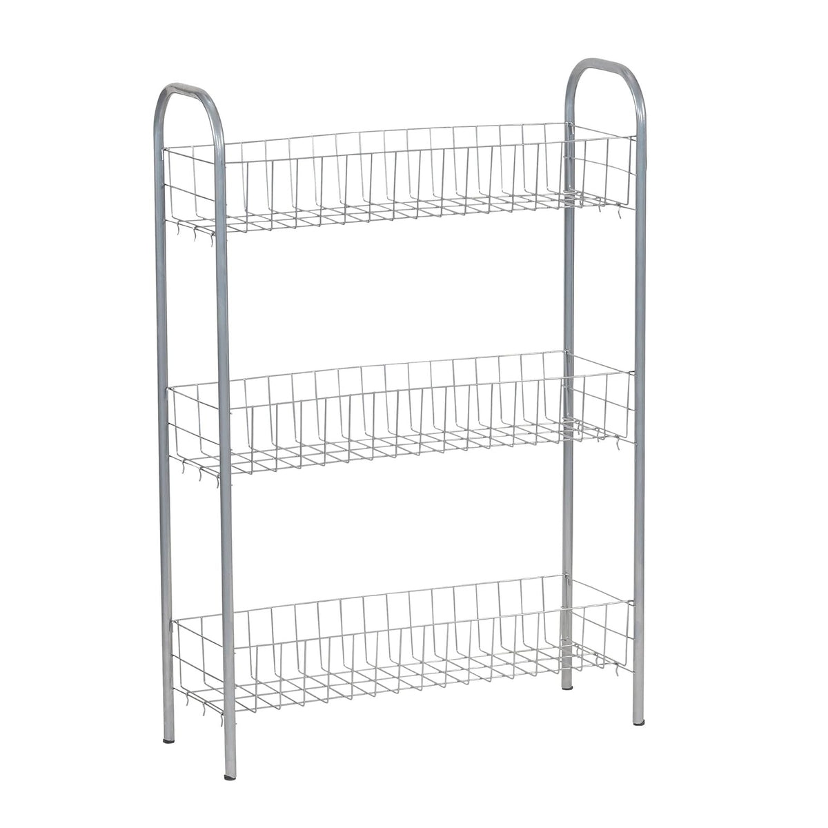 Household Essentials Slim Line 3-Tier Metal Cesta de la Compra, Color Plateado Satinado