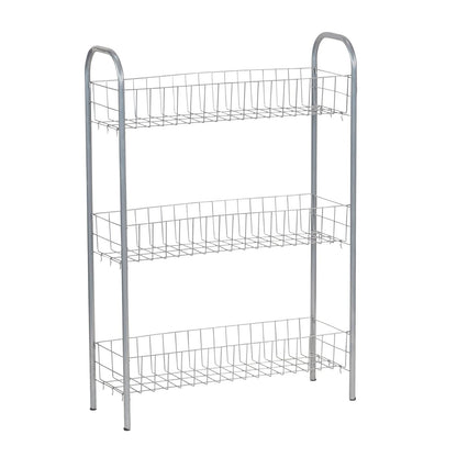 Household Essentials Slim Line 3-Tier Metal Cesta de la Compra, Color Plateado Satinado