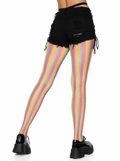 Leg Avenue - Pantalón para mujer, diseño de peces, arco iris