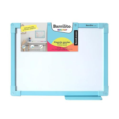 Barrilito Pizarrón Escolar Borrado en Seco 30 x 40 cm Marco Azul