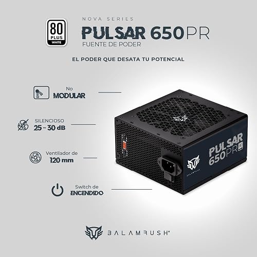 Balam Rush Pulsar Fuente de Poder 650PR ATX, 650W, 80 Plus White, No Modular, Nova Negro