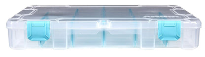 ArtBin 6847AG Caja mediana antideslustre con separadores extraíbles, organizador de joyas y manualidades con tecnología antideslustre, [1] caja de almacenamiento de plástico, transparente con detalles de aguamarina