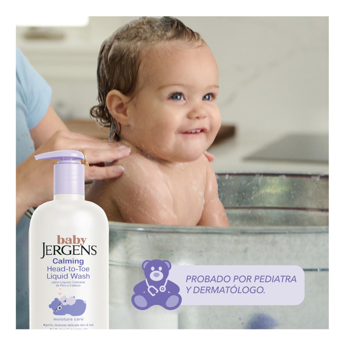 Jergens Baby, Jabón Líquido Calmante de Pies a Cabeza para Bebés, Gel de Baño y Shampoo, sin lágrimas, 591 ml