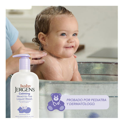 Jergens Baby, Jabón Líquido Calmante de Pies a Cabeza para Bebés, Gel de Baño y Shampoo, sin lágrimas, 591 ml