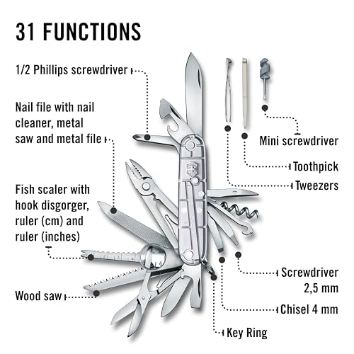 Victorinox Navaja Swisschamp Silver Tech, Plata Transparente | 32 Usos