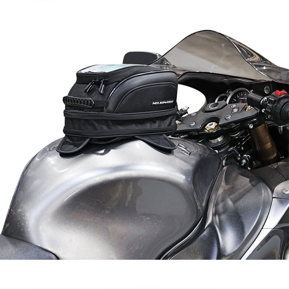 Nelson-Rigg Commuter Lite Bolsa de Tanque Magnética CL-1100-R, Doble Montaje, Negro - Lite - Negro -