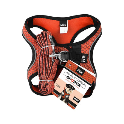 Fancy Pets Set Arnés y Correa Sportie para Perro - Mediano - Naranja