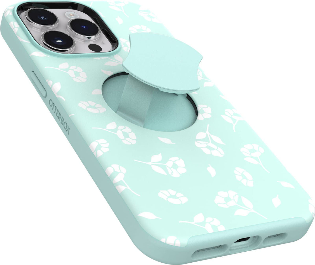 OtterBox - Funda para iPhone 14 Pro MAX OtterGrip Serie Symmetry - Poppies by The Sea (Azul), Agarre Integrado, Funda Elegante, se Ajusta a MagSafe, Bordes elevados para Proteger la cámara y la