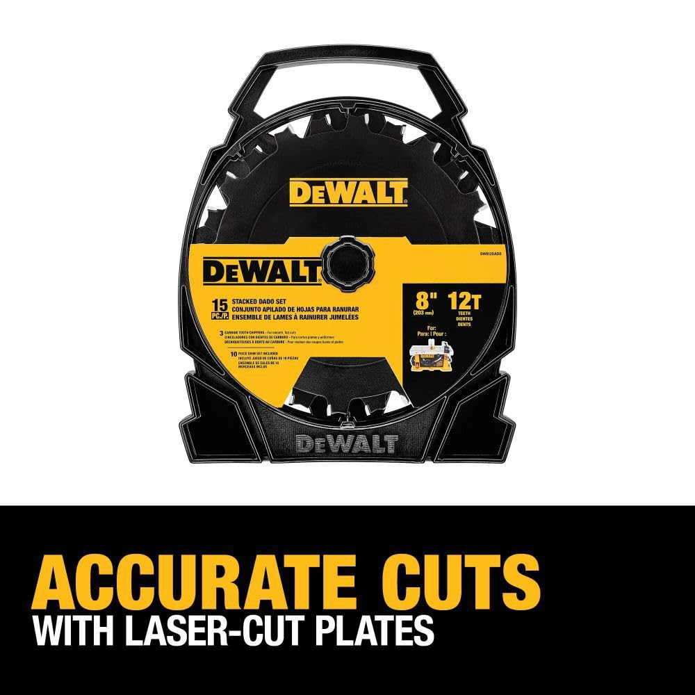 DEWALT - Hoja de sierra apilada (8 pulgadas, 12 dientes (DW812DADO)