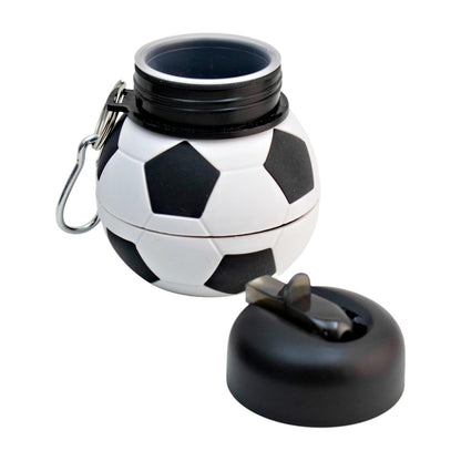 Top Choice - Botella de Agua Plegable en Forma de Pelota de soccer, 550 ml, Botella Deportiva de Silicón Libre de BPA, Reutilizable y Expandible para Niños, Escolar y Deportes