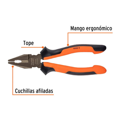 Truper Expert T201-7X, Pinzas de electricista, comfort grip, 7"