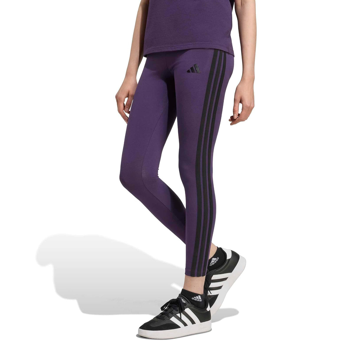 adidas Essentials Leggings de Algodón 3 Rayas Mujer - CH - Aurora Plum - Black