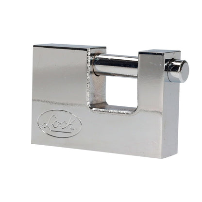 Lock L22C80TCSB Candado de acero para cortina metálica 80 mm, cromo satinado, llave tetra