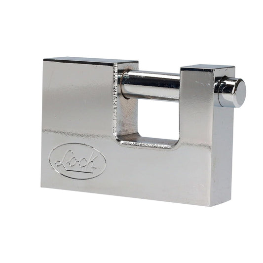 Lock L22C80TCSB Candado de acero para cortina metálica 80 mm, cromo satinado, llave tetra