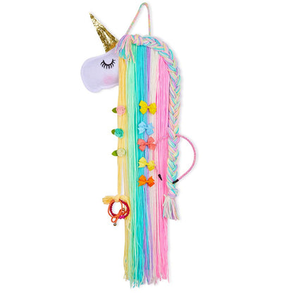 FIOBEE Soporte de lazo para el pelo de unicornio para niñas, organizador de diadema, almacenamiento de unicornio, colgante de pared, decoración del hogar para habitación de niñas