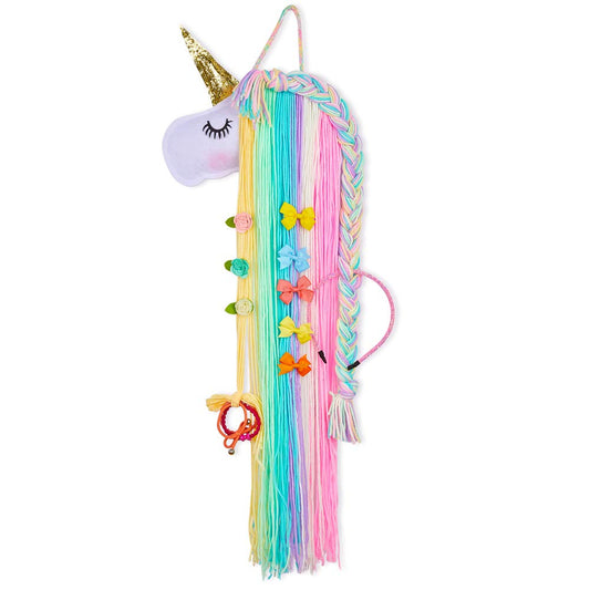 FIOBEE Soporte de lazo para el pelo de unicornio para niñas, organizador de diadema, almacenamiento de unicornio, colgante de pared, decoración del hogar para habitación de niñas