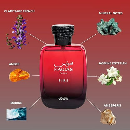 Hawas Collection - Hawas Fire by Rasasi for Men - 3.38 oz EDP Spray