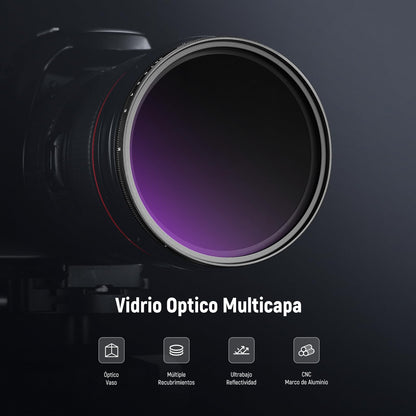 NEEWER 82mm Filtro ND Variable ND2-400 (1-9 Paradas) con Tapa de Lente, Cordón, Paño de Limpieza, Ajuste Preciso de Densidad Neutra, Vidrio Optico Multicapa Resistente a Huellas Dactilares y Rayones