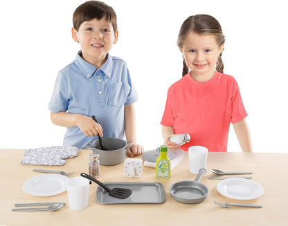 Melissa & Doug Set de Accesorios de Cocina, Juego de Imitación, Construcción Resistente, Complemento Para Cocinas de Juguete (22 Piezas)