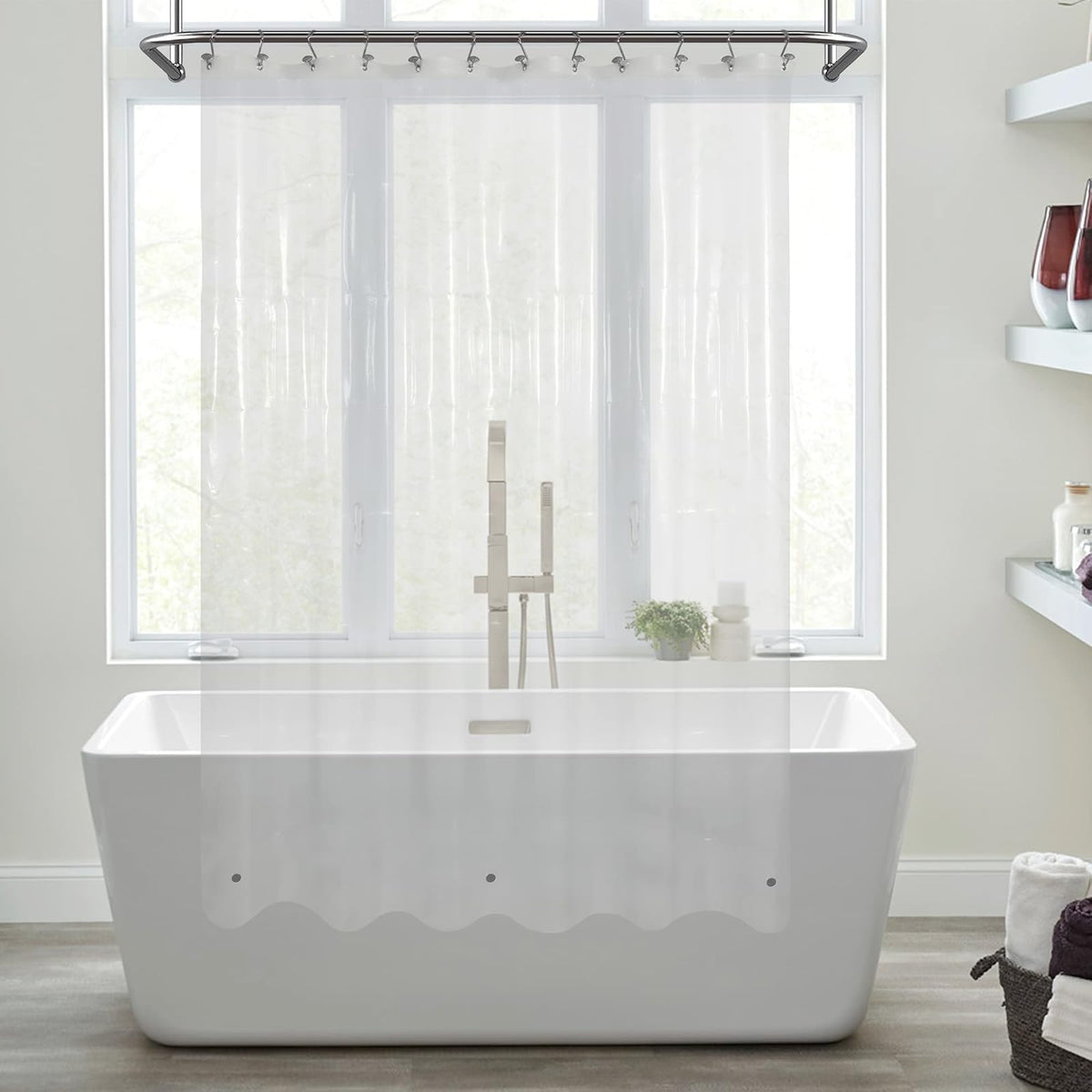 Mrs Awesome - Cortina de ducha transparente con 3 imanes, 72 x 72 pulgadas, cortina de ducha de plástico resistente para baño, ligera, impermeable, transparente
