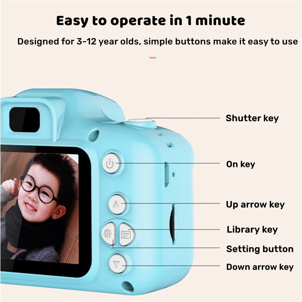 Terowu Cámara para Niños, Cámara Infantil con 32GB Tarjeta de Memoria Micro SD, Cámara Fotografica con Pantalla IPS de 2.0, cámara Digital para niños 3+ Años, Regalo para Cumpleaños, Navidad, Verde