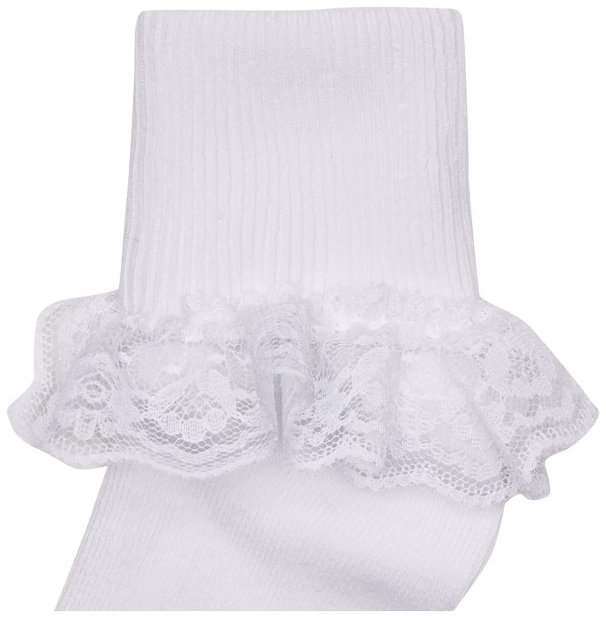 Jefferies - Calcetines de encaje para niñas grandes, con ojales y puños giratorios, paquete de 3