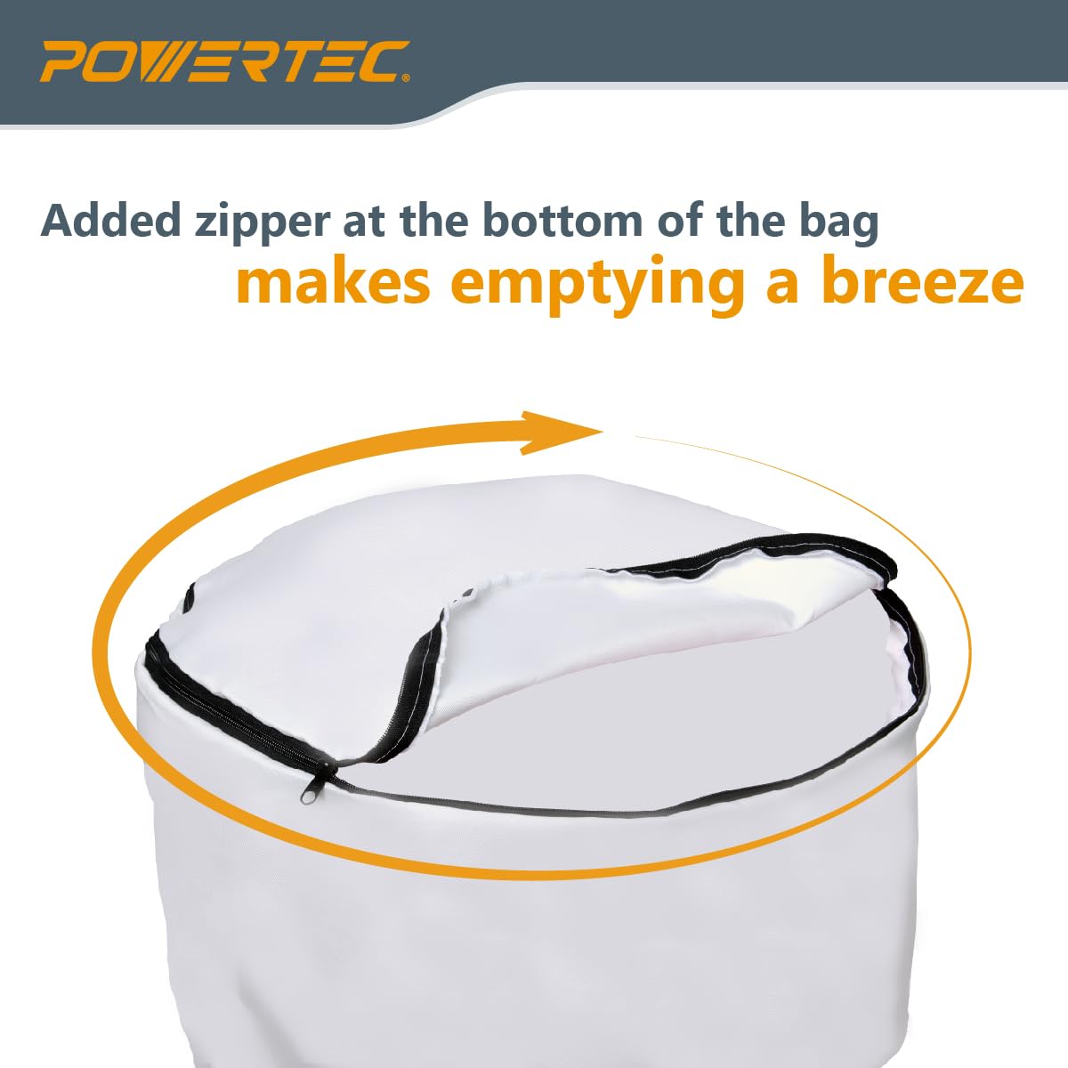 POWERTEC Bolsa colectora de polvo con abrazaderas de manguera de llave de 4 pulgadas, bolsa de polvo de 30 micras para DeWalt DW735, DW734, WEN PL1326, PL1303 cepilladora, colector de polvo DC3401 y