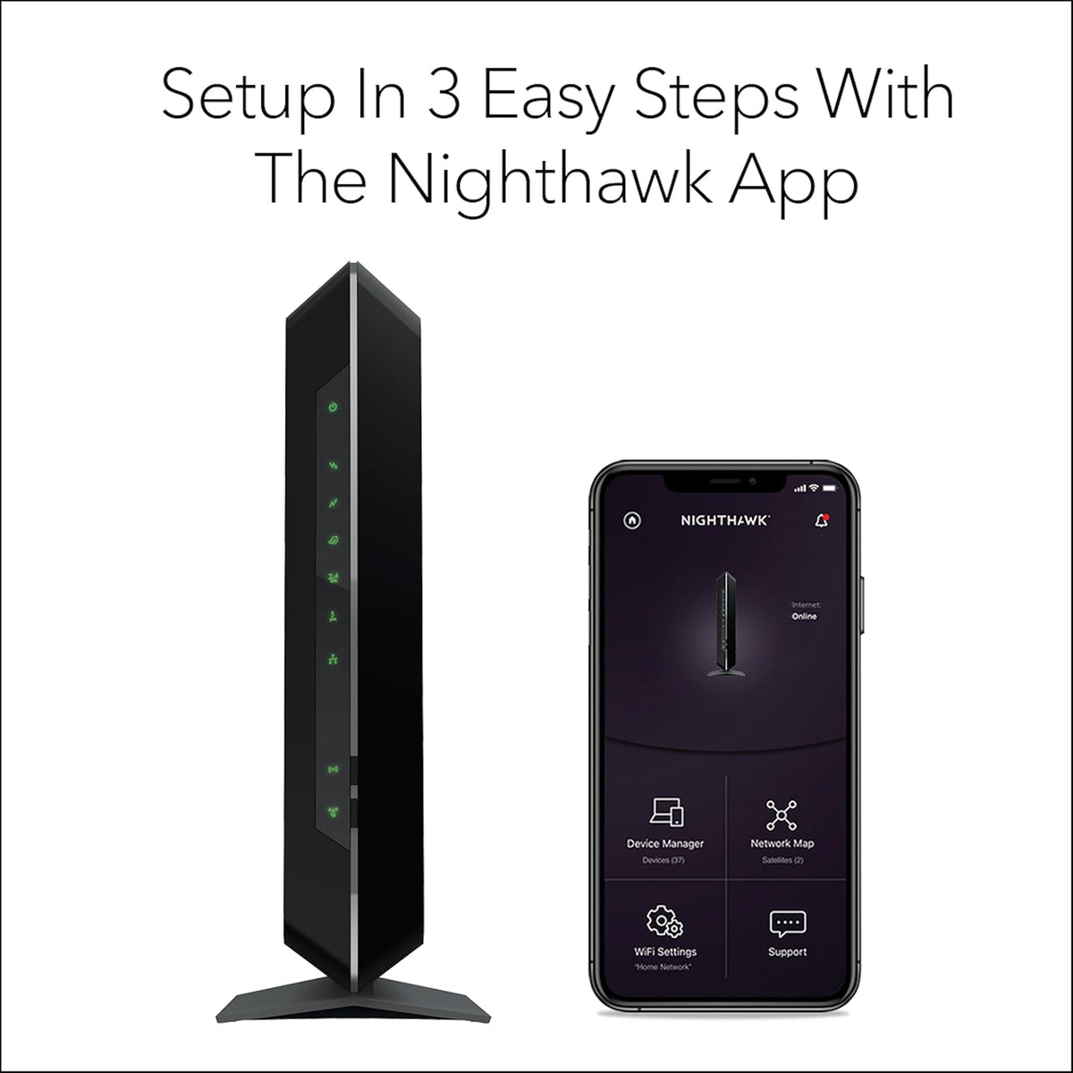 NETGEAR Nighthawk AC1900 (24x8) DOCSIS 3.0 WiFi Cable Modem Router Combo (C7000) Certified for Xfinity from Comcast, Spectrum, Cox, & more