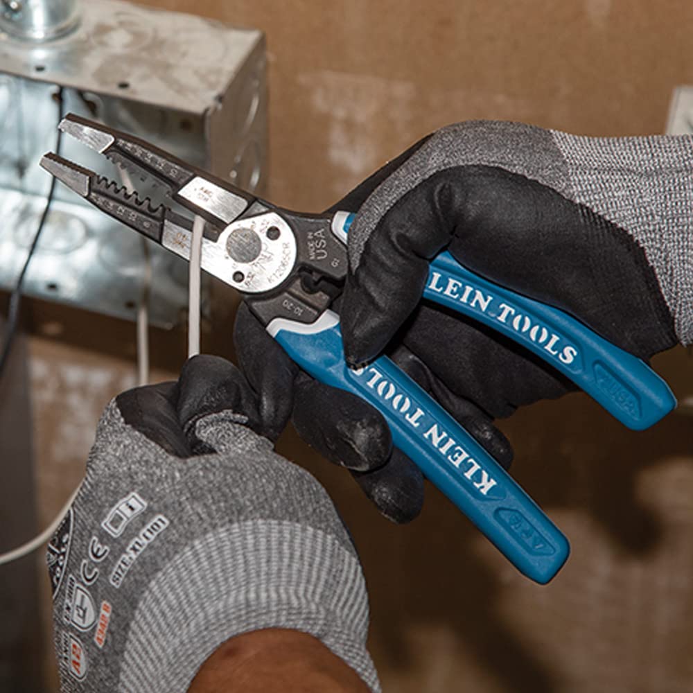 Klein Tools 80086 - Kit de alicates Journeyman, fabricado en Estados Unidos, corte lateral de alto apalancamiento, diagonal, alicates de punta larga para tirar, cortar y engarzar, 6 piezas
