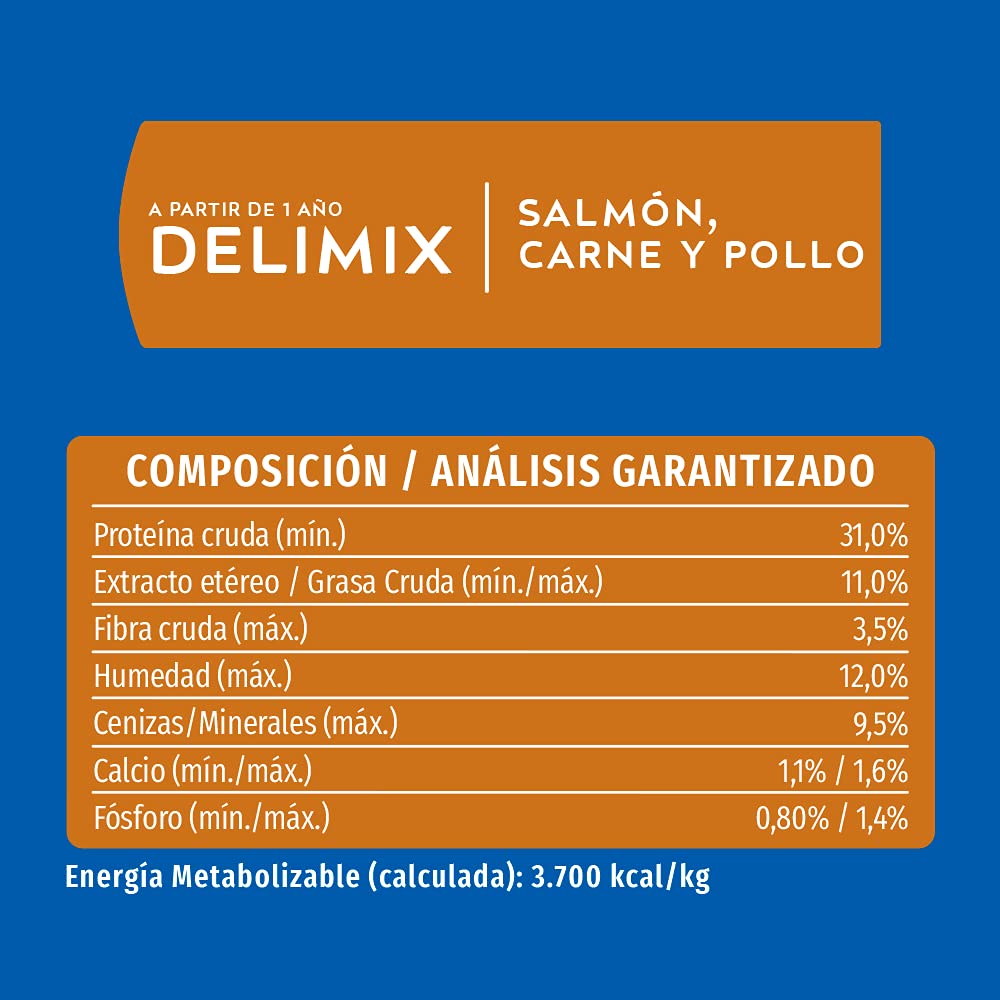 Purina Cat Chow Adulto Delimix Todos los Tamaños Sabor Salmón, Carne y Pollo 15Kg