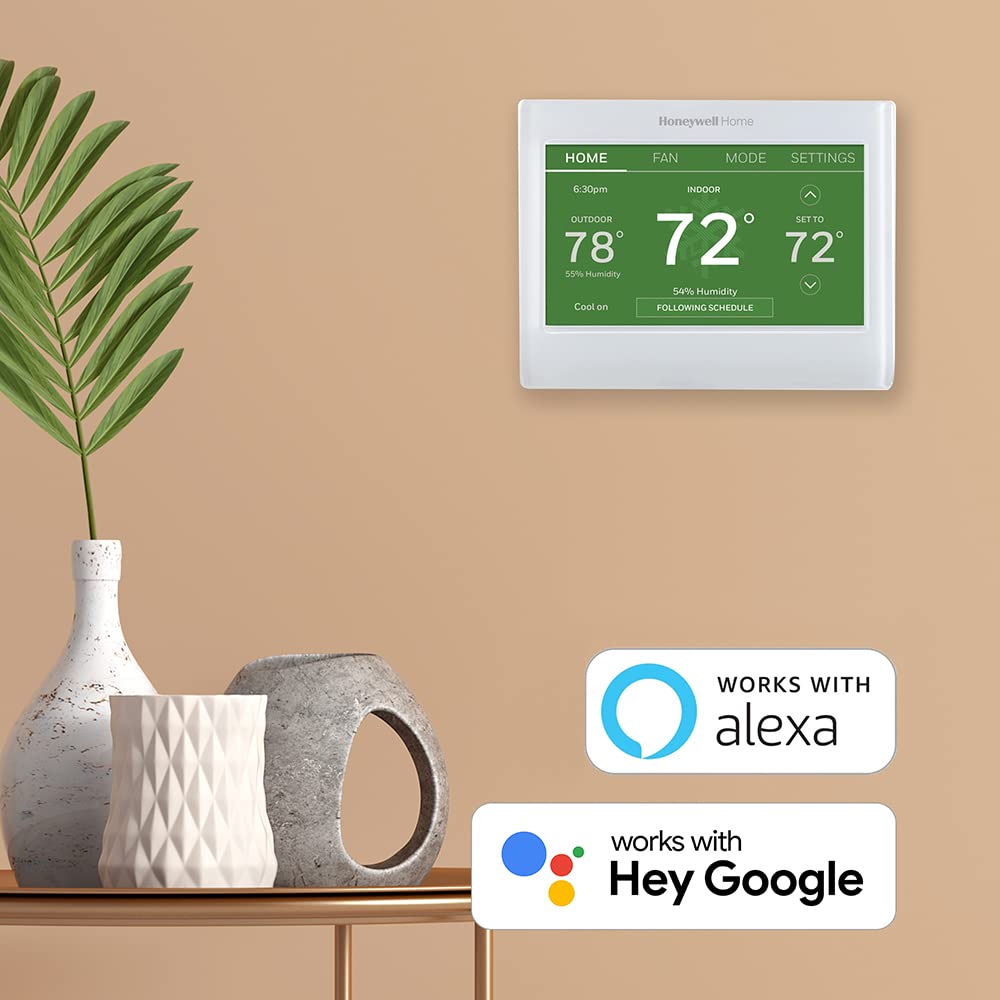 Honeywell Home RTH9600WF - Termostato de Color Inteligente Energy Star Wi-Fi visualización táctil programable Alexa Ready - Se Requiere Cable C
