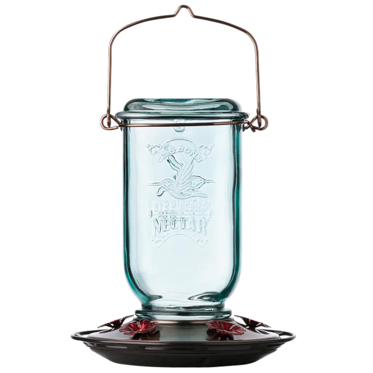 More Birds Hummingbird Feeder, Glass Hummingbird Feeders, 5 Feeding Stations, 25-Ounce Nectar Capacity, Mason Jar
